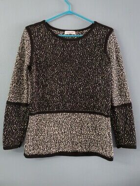 Calvin Klein Black & White Marled Knit Sweater Medium